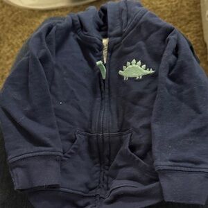 Simple Navy Blue Kids Hoodie with Dinosaur Patch